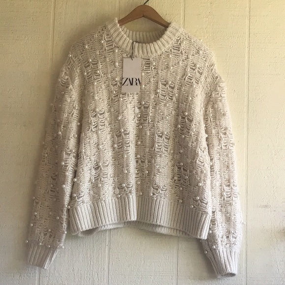 Zara pearl knit textured pullover sweater - Picture 3 of 16